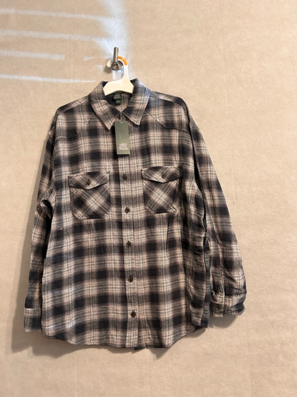 Women's Oversized Flannel Shirt Wild Fable Black Plaid Small relaxed cozy nwt